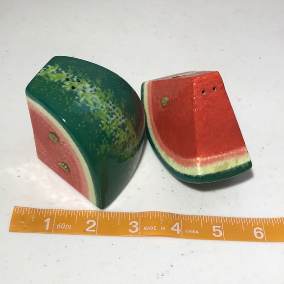 Watermelon Salt and Pepper Shakers Ceramic - Picture 2 of 4